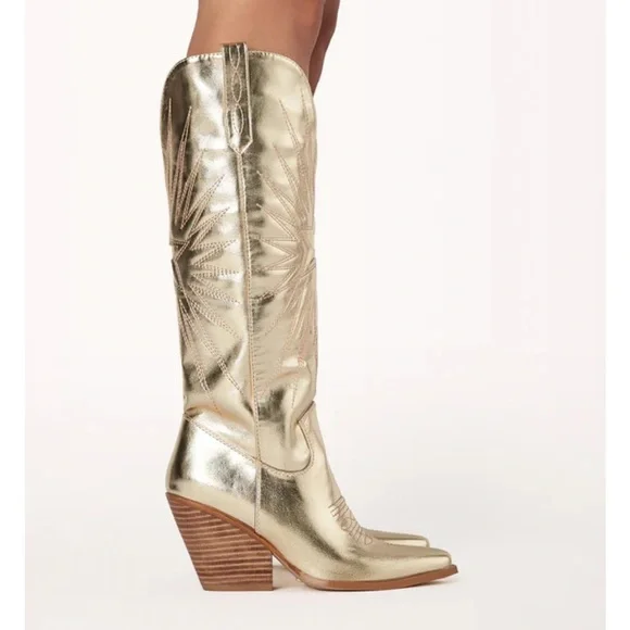 billini constance gold metallic western statement festival cowboy boots size 7 - Picture 1 of 11